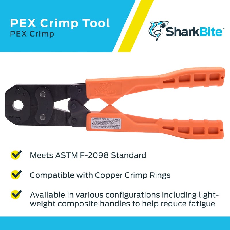 SharkBite 3/8 Inch PEX Crimp Tool Multi-Head Kit, Orange Handles, Plumbing Fittings, 23100 - Image 4